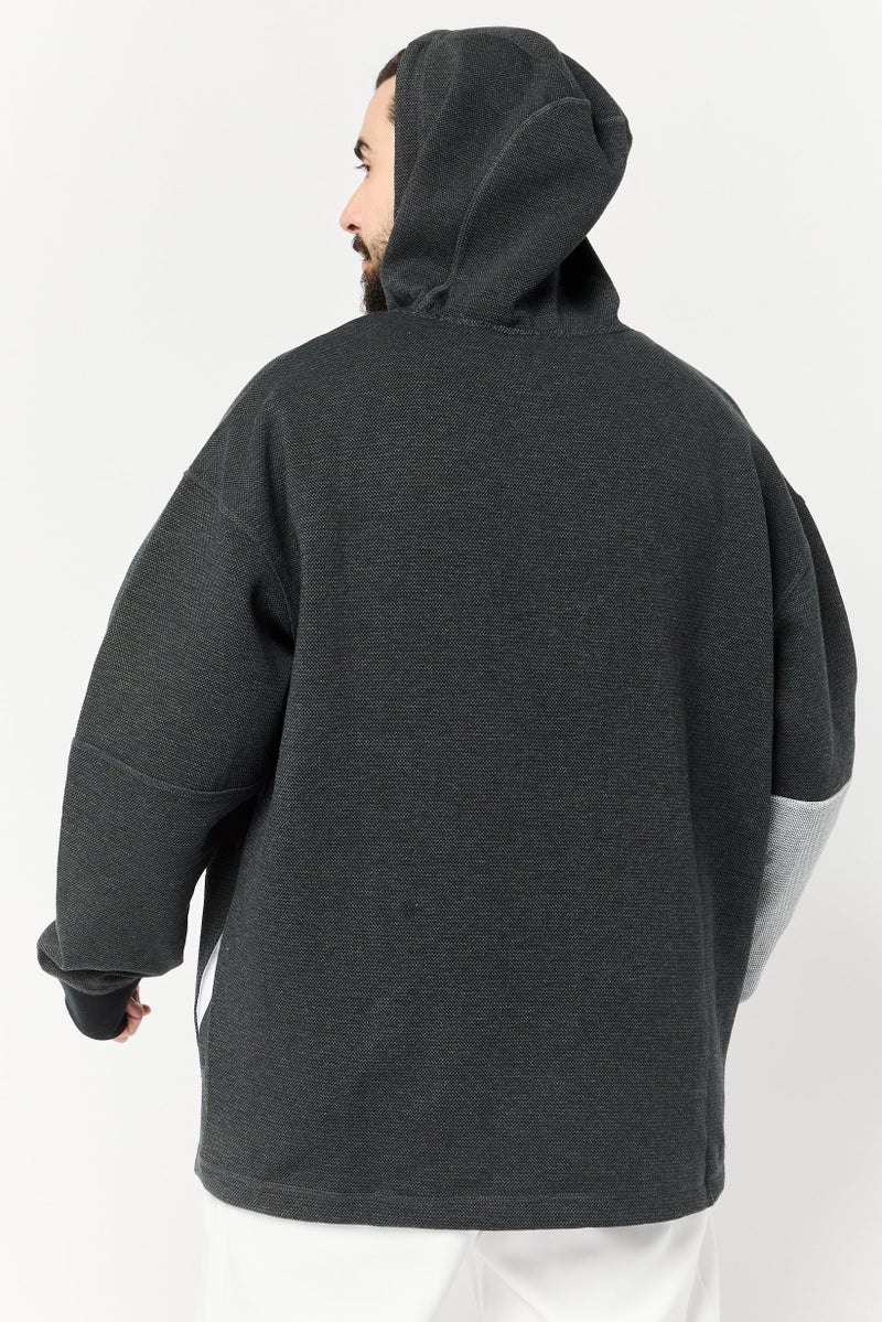 Hoka ملابس رياضية للرجال بأكمام طويلة مناسبة، خارجية، هوديز، أسود - Image 4